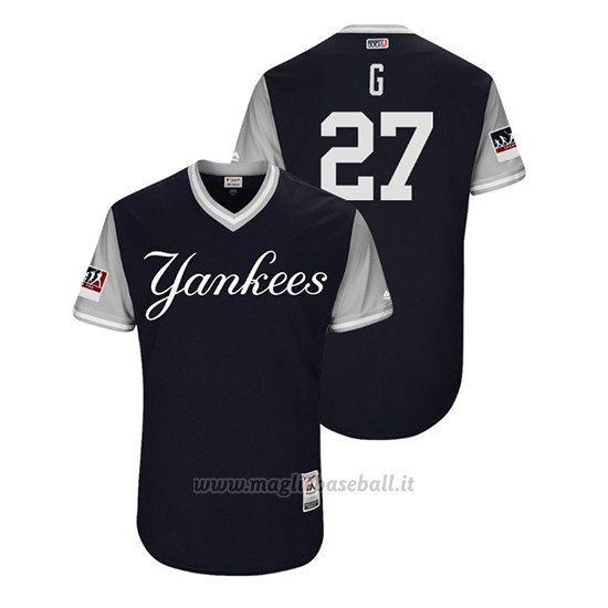 Maglia Baseball Uomo New York Yankees Giancarlo Stanton 2018 Llws Players Weekend G Blu